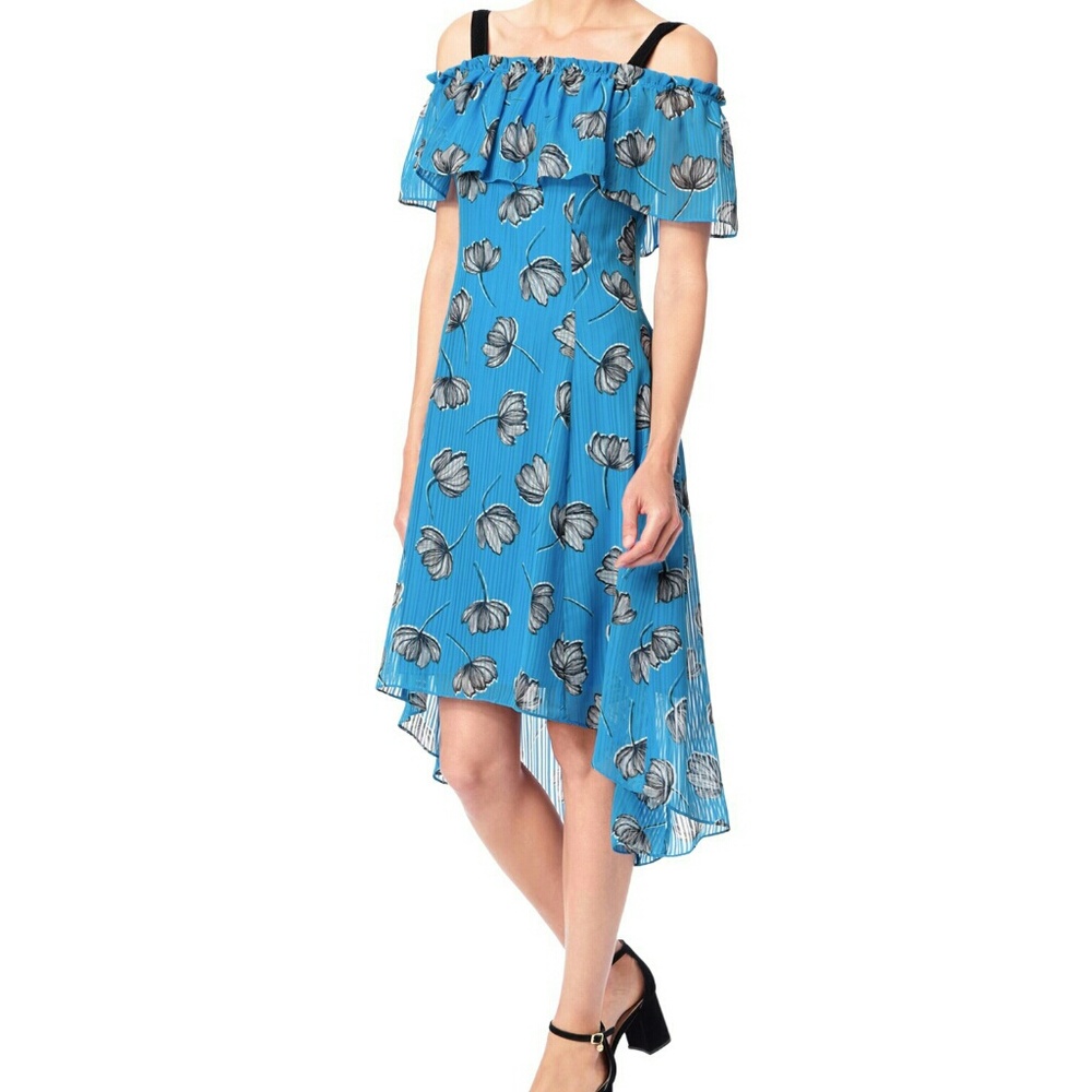 Jones New York Off Shoulder Aegean Blue Dress